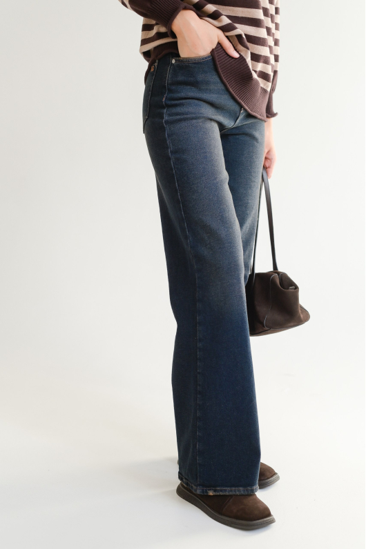 Джинсы из денима на флисе