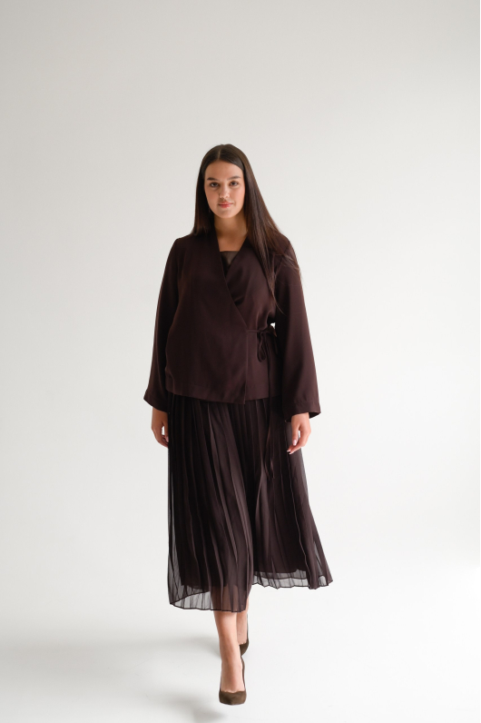 Костюм юбочный  в шоколадном оттенке