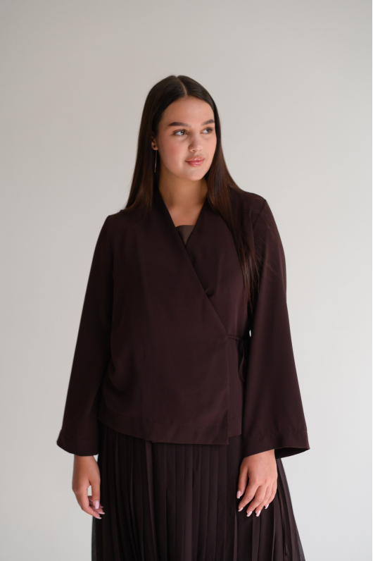 Костюм юбочный  в шоколадном оттенке