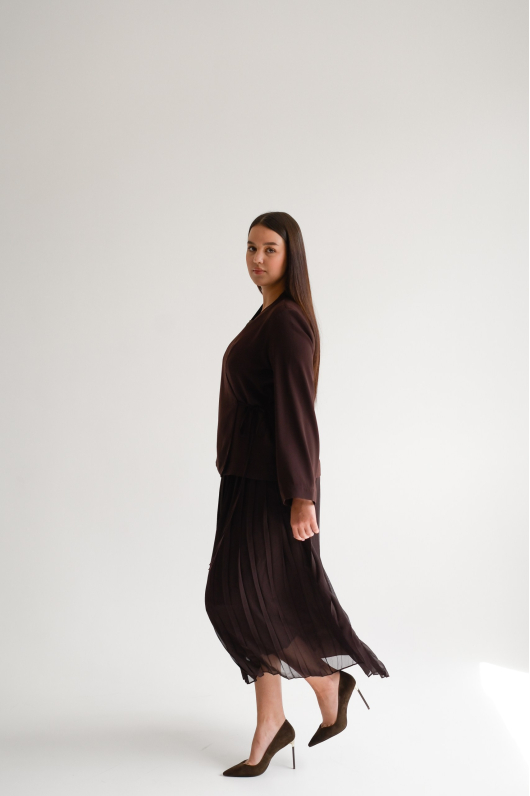 Костюм юбочный  в шоколадном оттенке