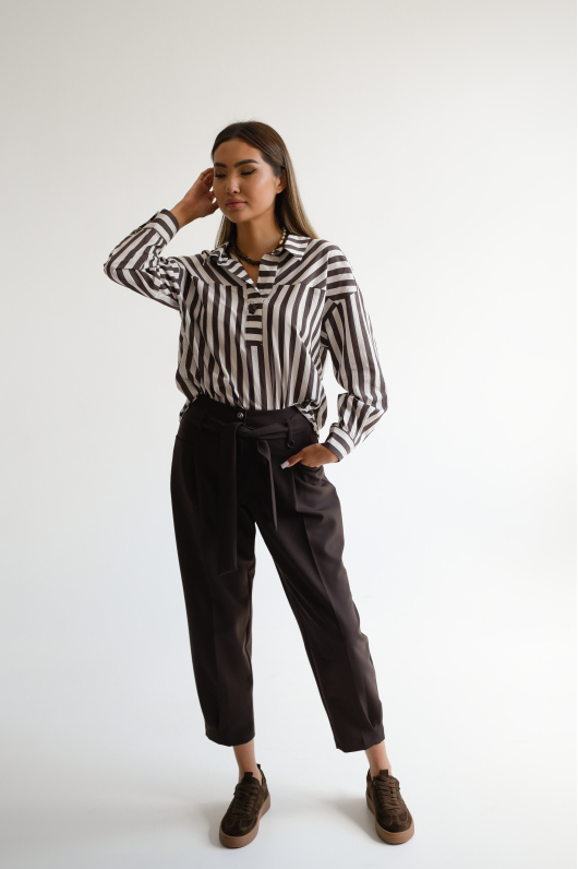 Рубашка свободного кроя в полоску