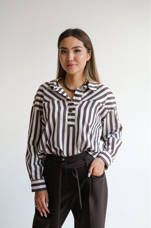 Рубашка свободного кроя в полоску