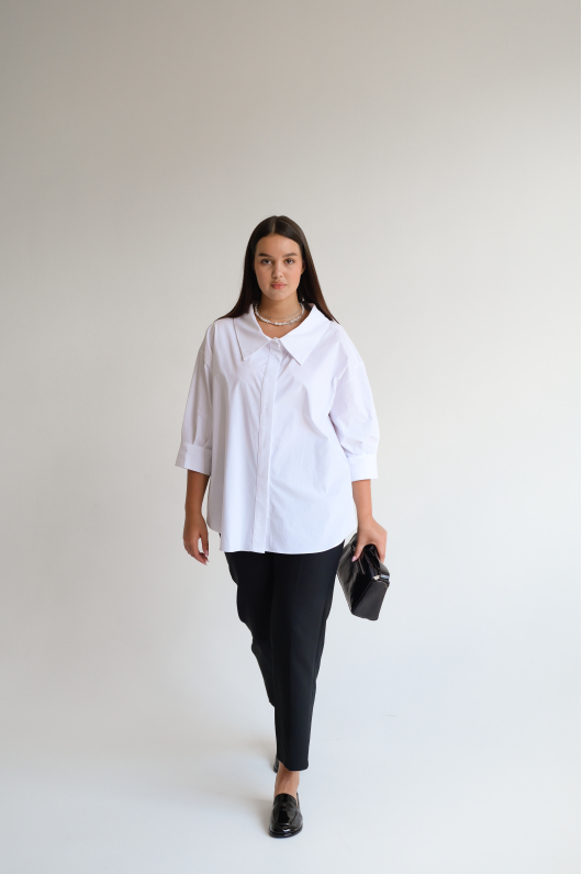 Рубашка разной длины в белом оттенке