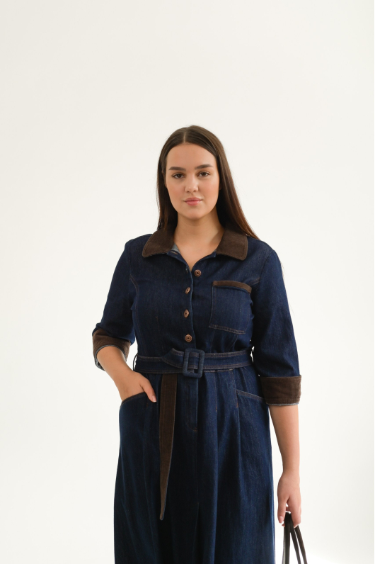 Платье джинсовое длины миди