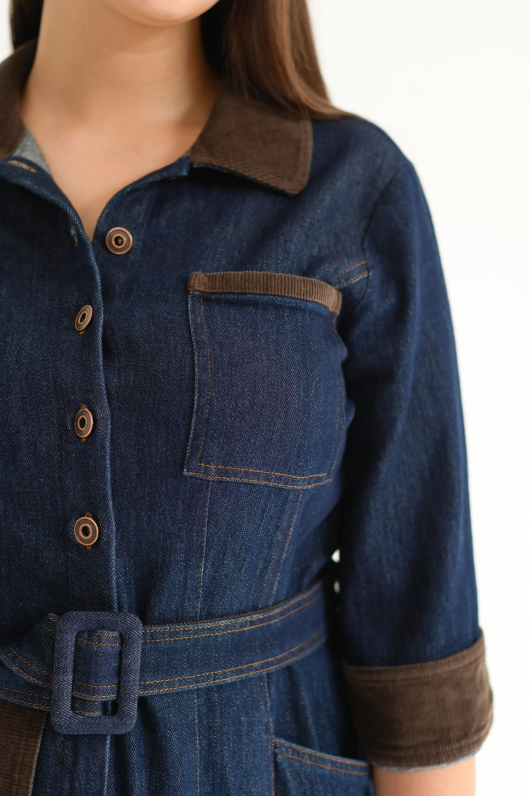 Платье джинсовое длины миди