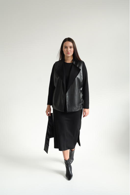 Платье 2-ка с комбинированным жакетом из эко-кожи