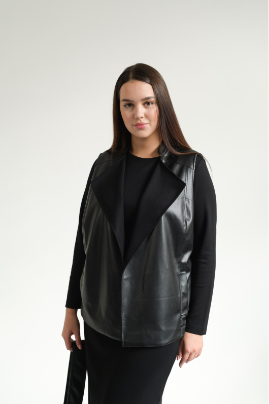 Платье 2-ка с комбинированным жакетом из эко-кожи