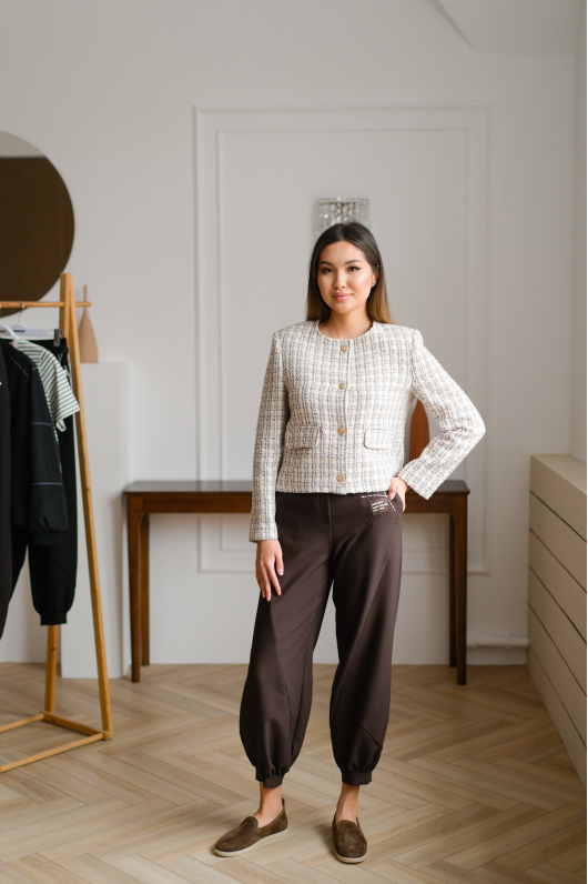 Брюки свободные в шоколадном оттенке