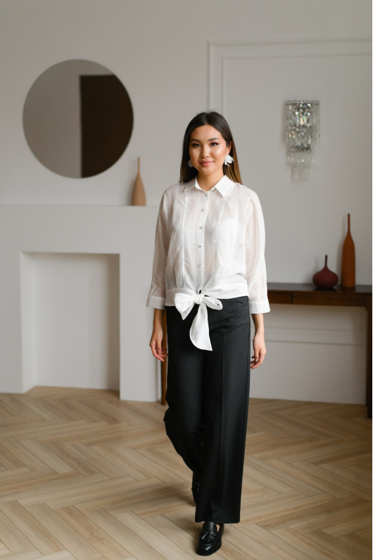 Брюки прямого кроя в мелкую полоску