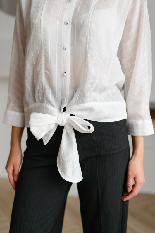 Брюки прямого кроя в мелкую полоску