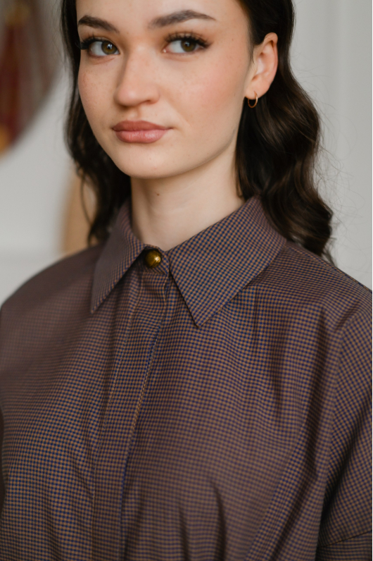 Рубашка с архитектурной брошкой
