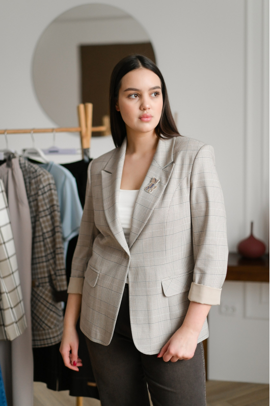 Жакет в мелкую клетку