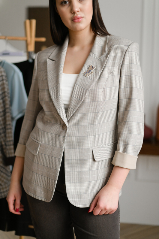 Жакет в мелкую клетку