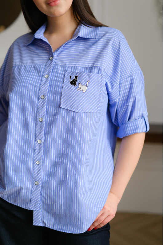 Рубашка в полоску разной длины