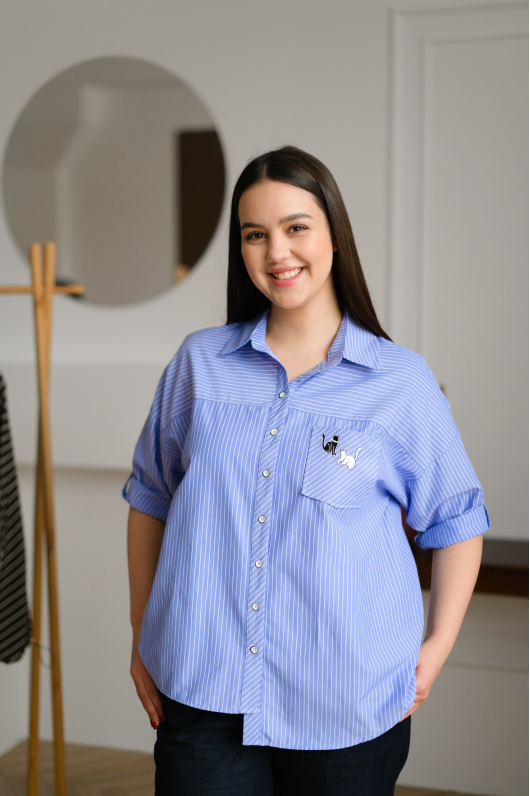 Рубашка в полоску разной длины