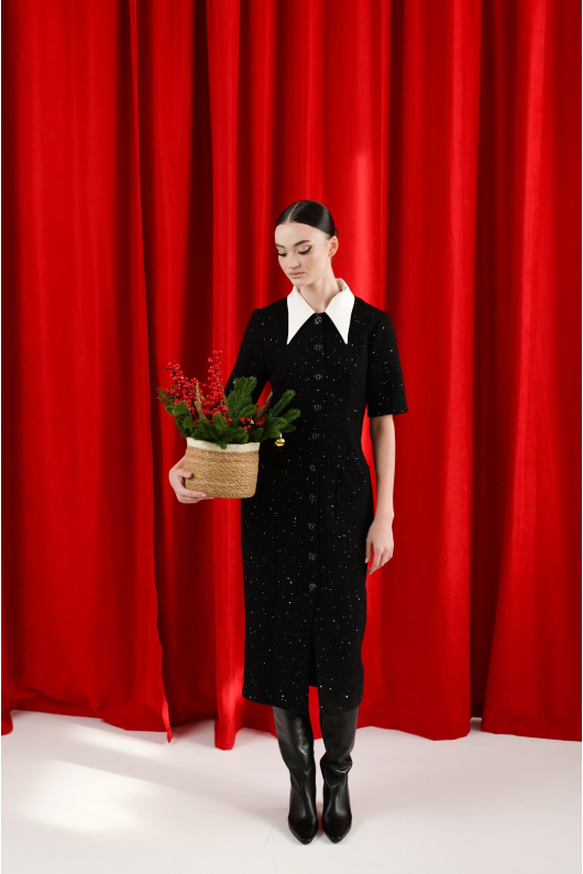 Платье из твидовой ткани с блеском