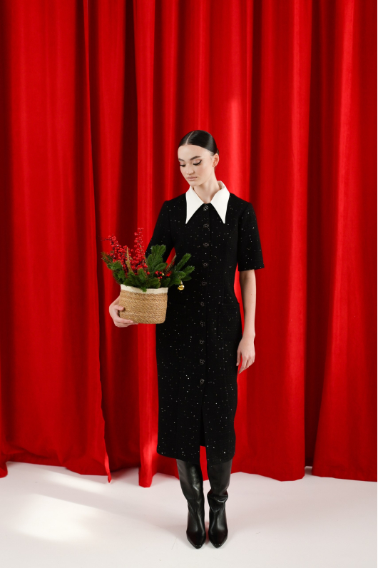 Платье из твидовой ткани с блеском