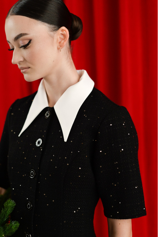 Платье из твидовой ткани с блеском