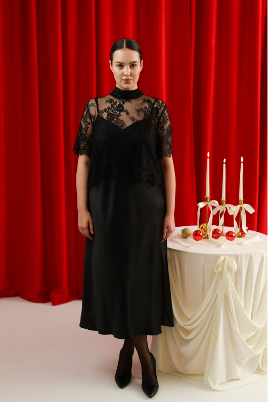 Платье с ажурным болеро 