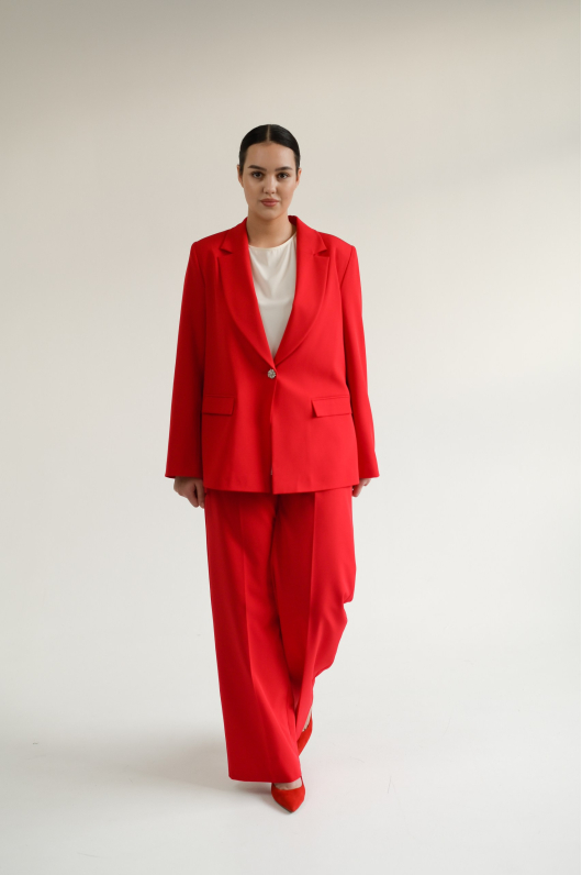 Костюм брючный с декоративной вставкой на спине