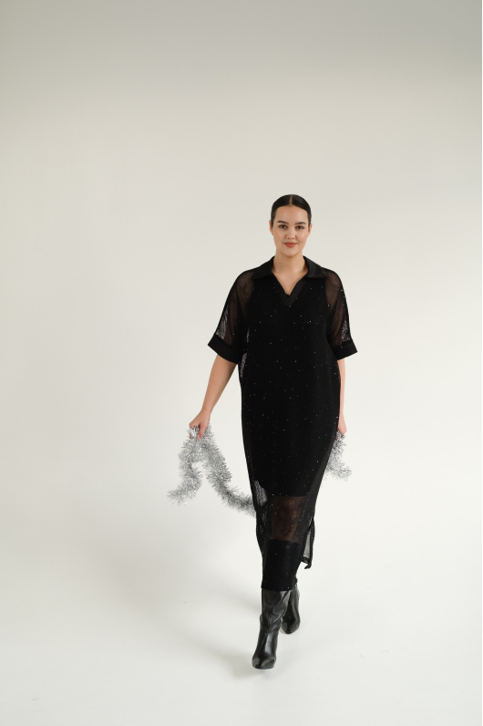 Платье с эффектной сеткой сверху