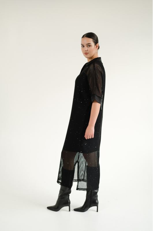 Платье с эффектной сеткой сверху