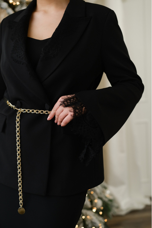 Жакет с декоративным ажуром