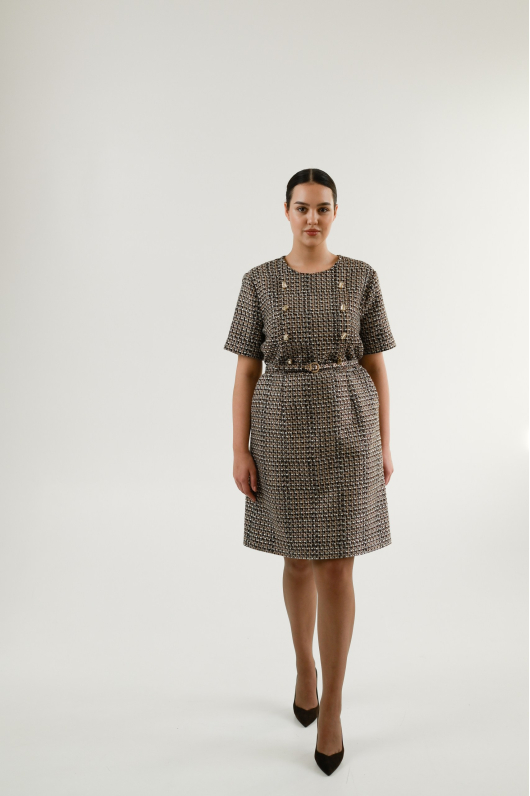 Платье мини из твидовой ткани