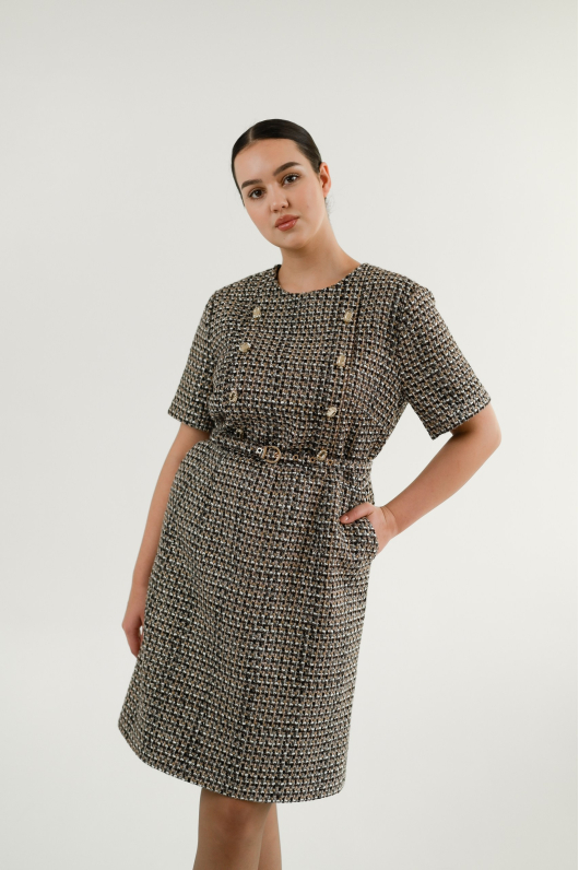 Платье мини из твидовой ткани